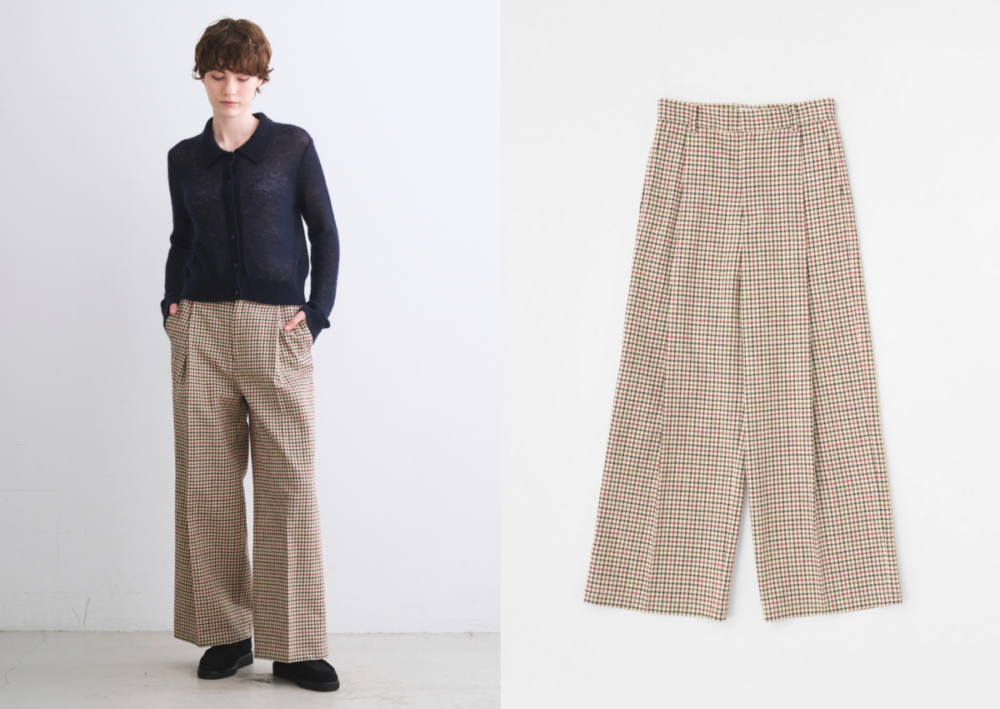 Union Slacks 308 格紋打褶寬褲（塔特薩爾格紋） NT$7,500